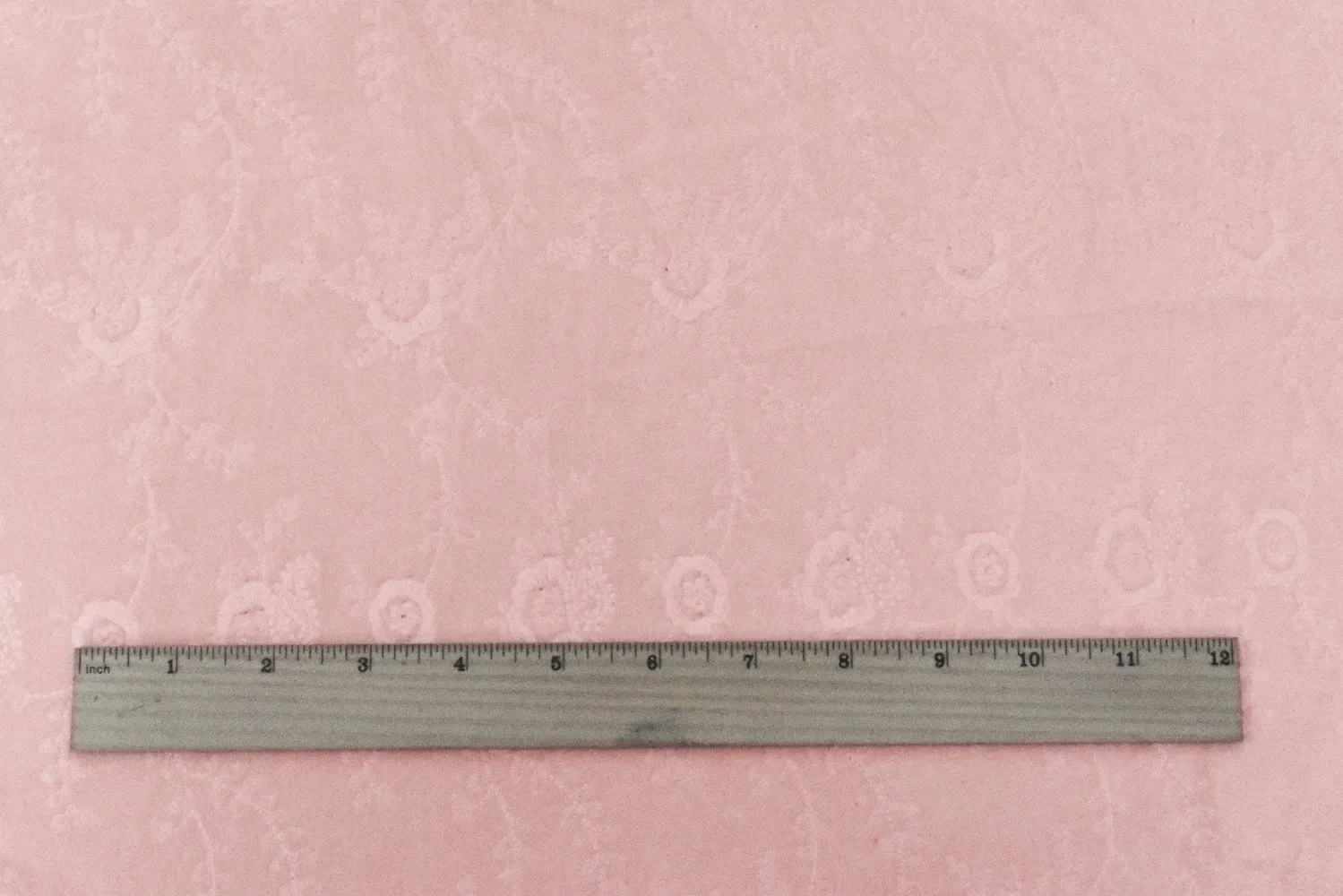 1 1/2 YD PC-Soft Pink Floral Embroidered Cotton Velveteen Woven Fabric