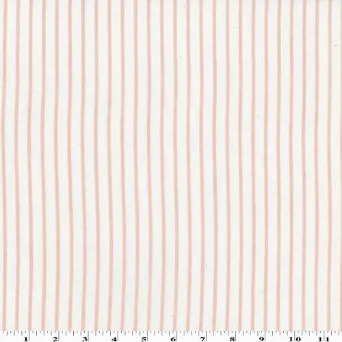 1 1/4 YD PC-Blush Pink Coral/White Stripe Slub Shirting Fabric