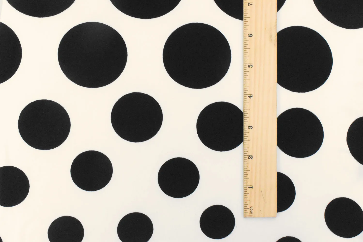 1 1/8 YD PC-Classy Black-Ivory Multi Dot Printed Stretch Poly ITY Jersey Knit Fabric