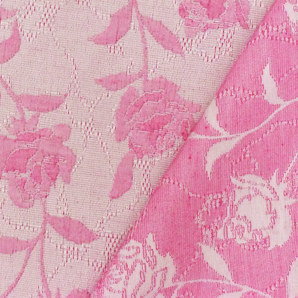 1 3/4 YD PC-Petal Pink-White Floral Matelasse Woven Fabric