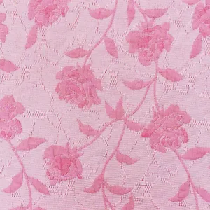 1 3/4 YD PC-Petal Pink-White Floral Matelasse Woven Fabric