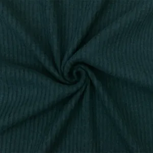 1 3/8 YD PC-Dark Teal Solid Stretch Cotton Brushed 2X2  Rib Knit Fabric