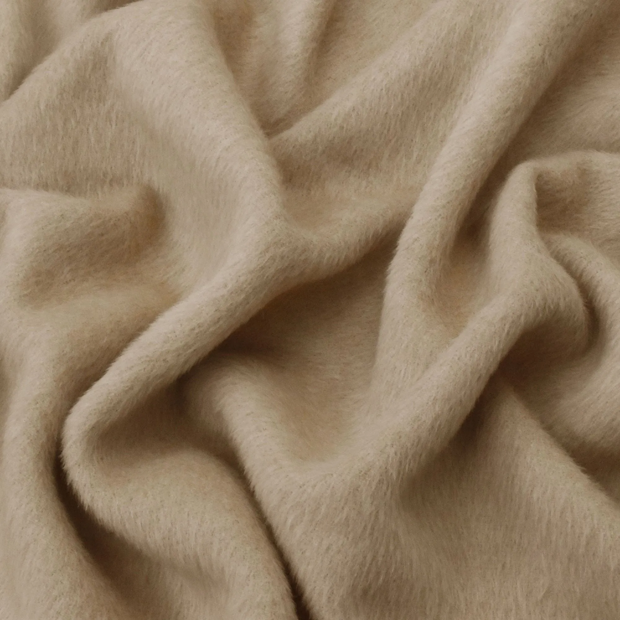 1 3/8 YD PC--Oatmeal Beige Wool Blend Brushed Texture Jacketing Fabric