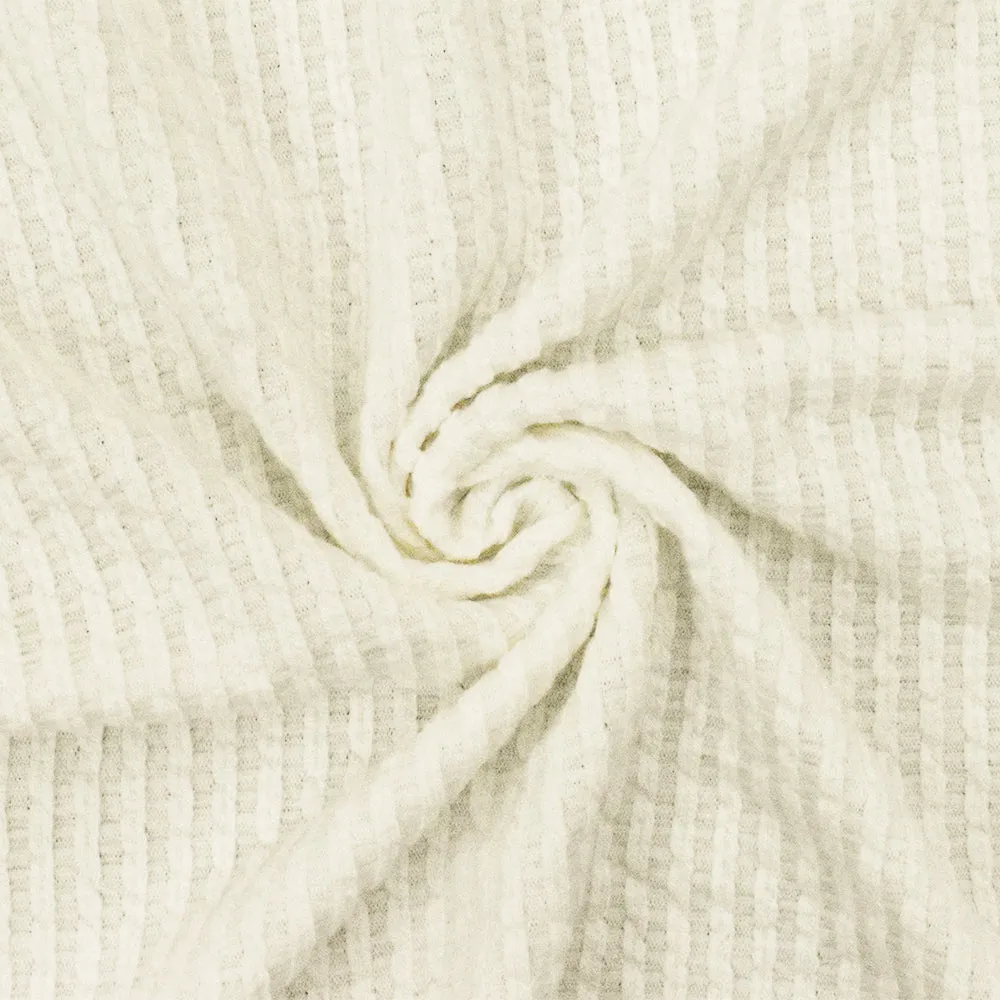 1 5/8 YD PC-Icing Ivory Stripe Stretch Sweater Knit Fabric