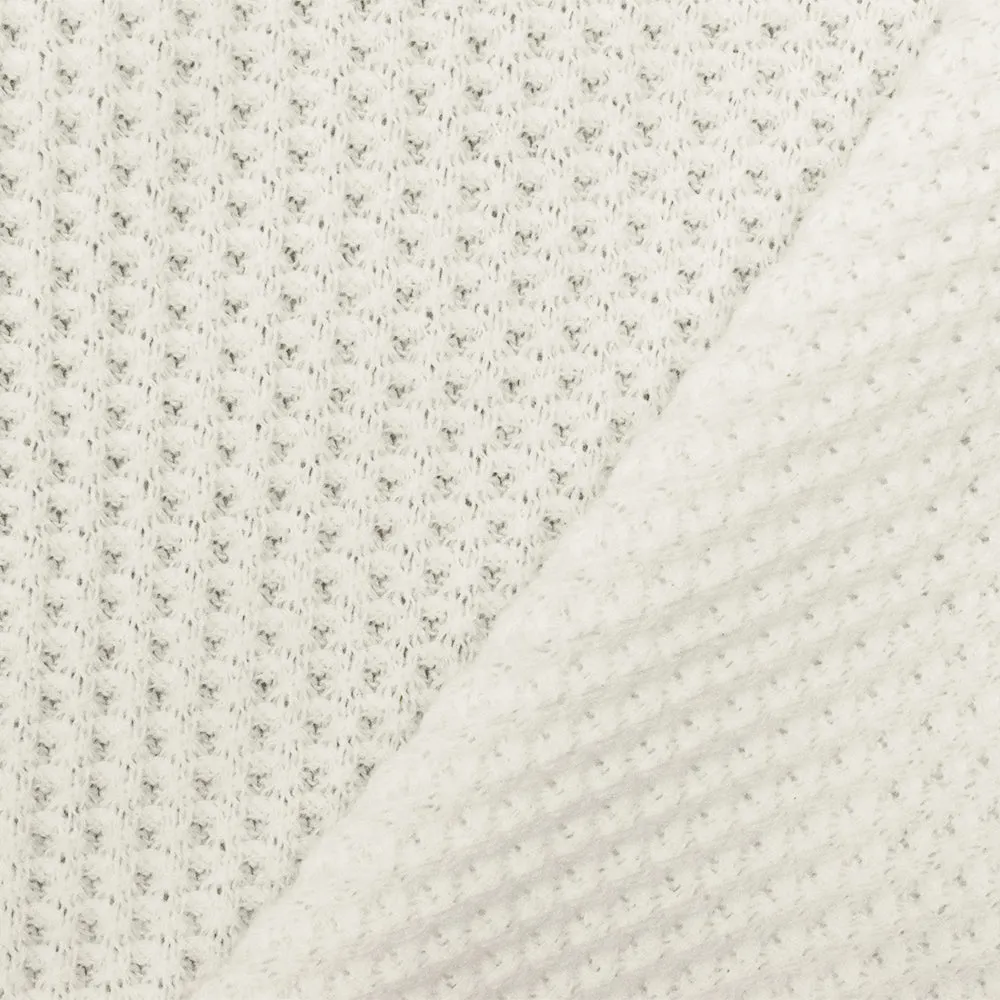 1/4 YD PC-Raw White Solid Poly Thermal Knit Fabric