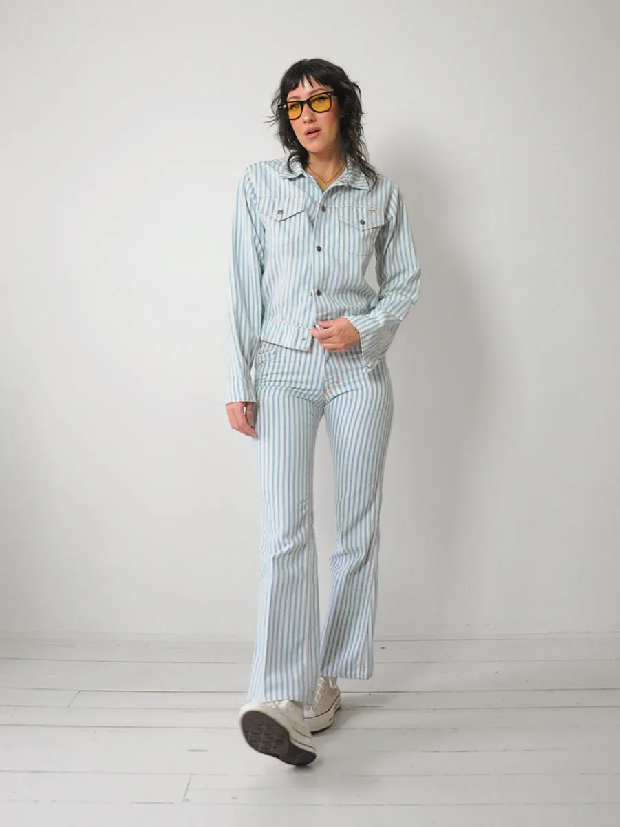 1970's Toughskins Ticking Stripe Denim Set