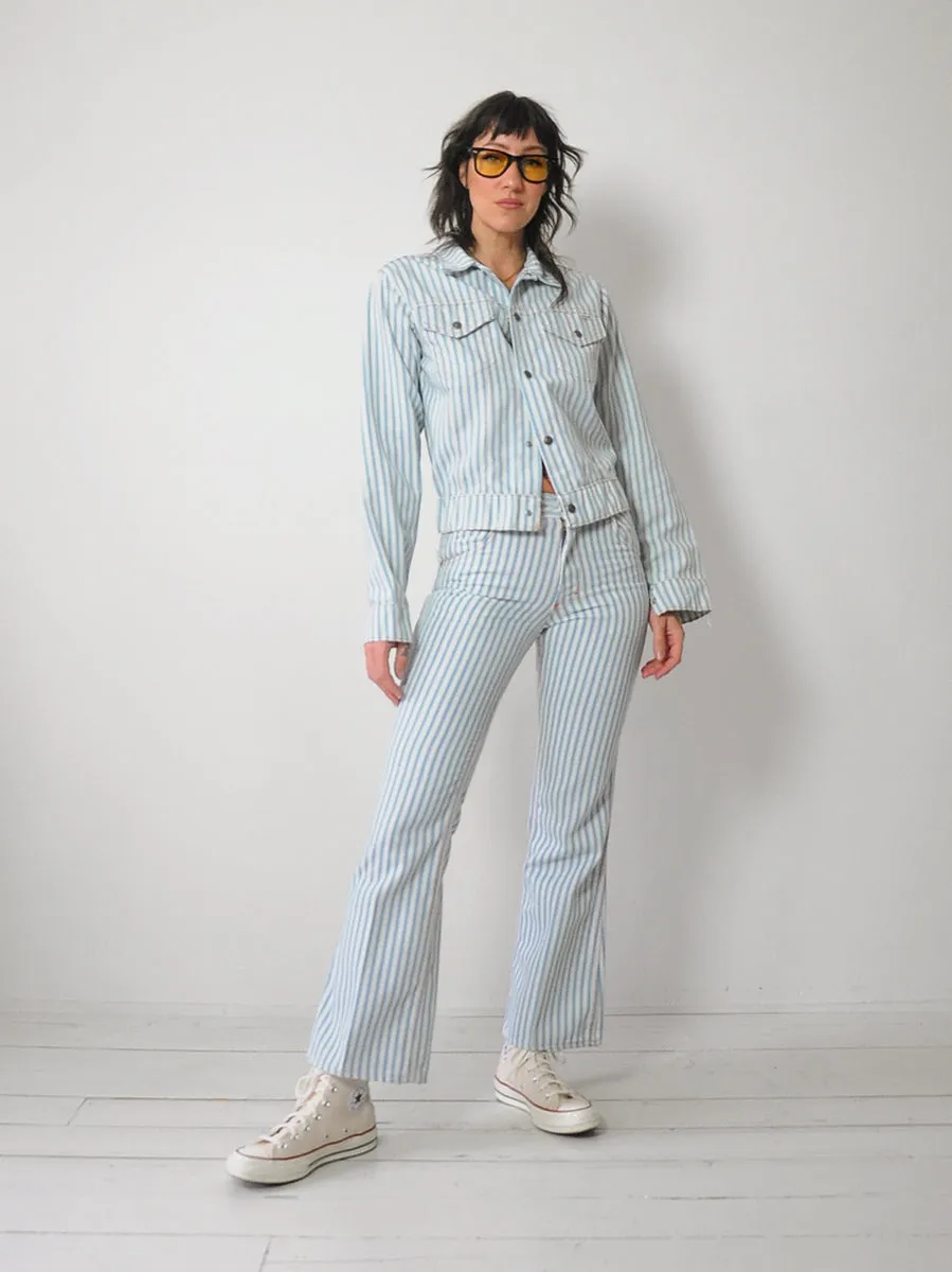 1970's Toughskins Ticking Stripe Denim Set