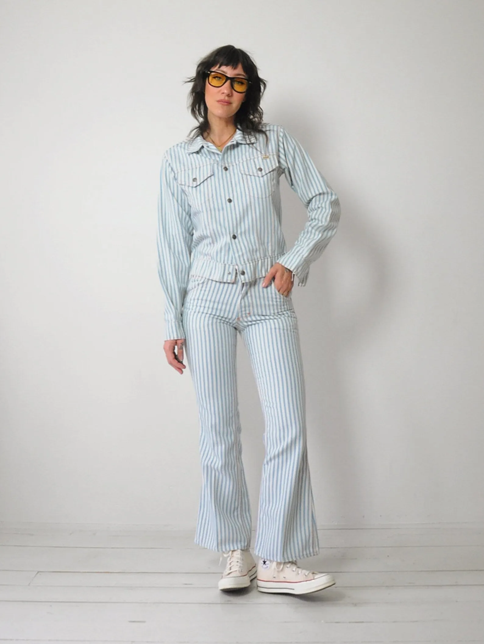 1970's Toughskins Ticking Stripe Denim Set