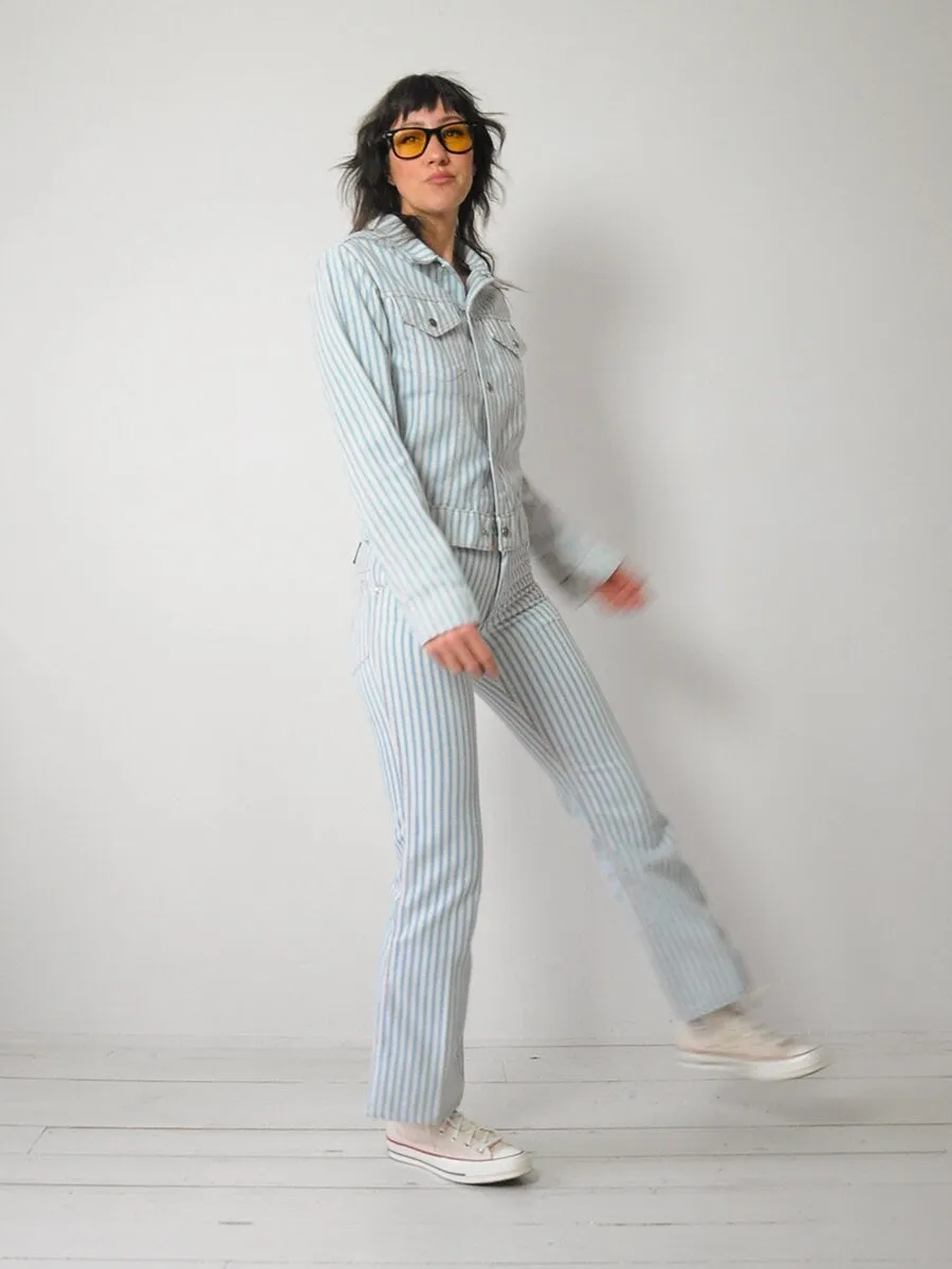 1970's Toughskins Ticking Stripe Denim Set