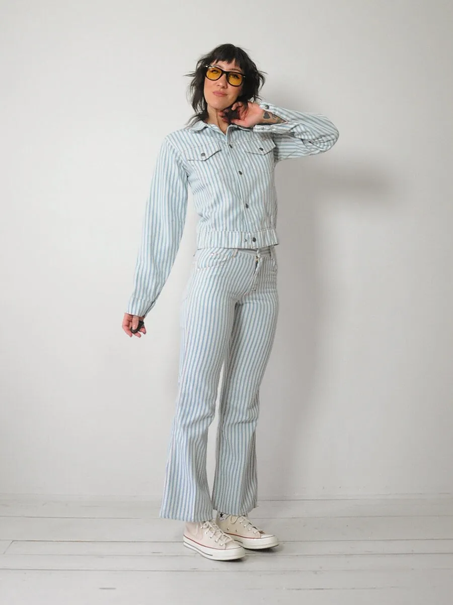 1970's Toughskins Ticking Stripe Denim Set