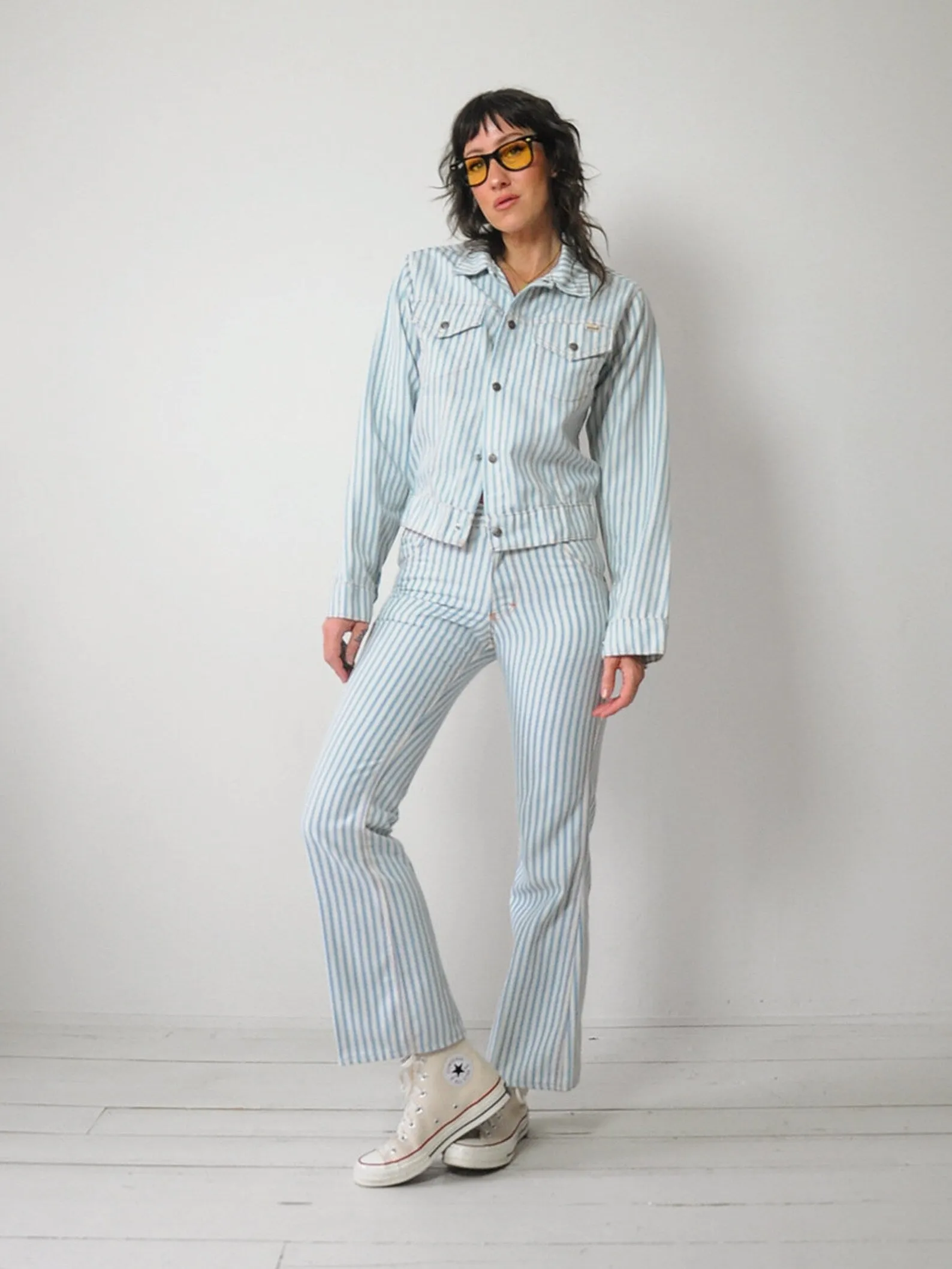 1970's Toughskins Ticking Stripe Denim Set