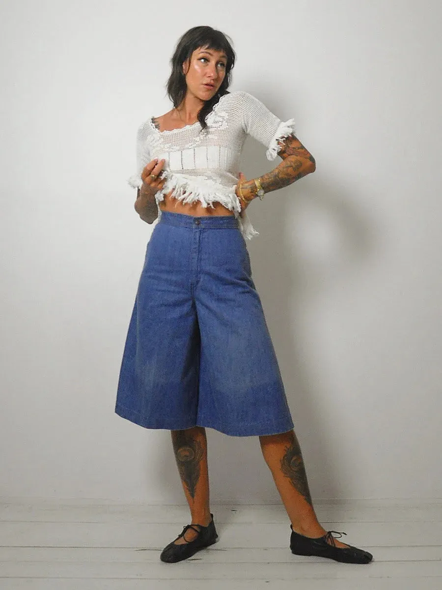 1970's Zipper Jort Gauchos 26" Waist