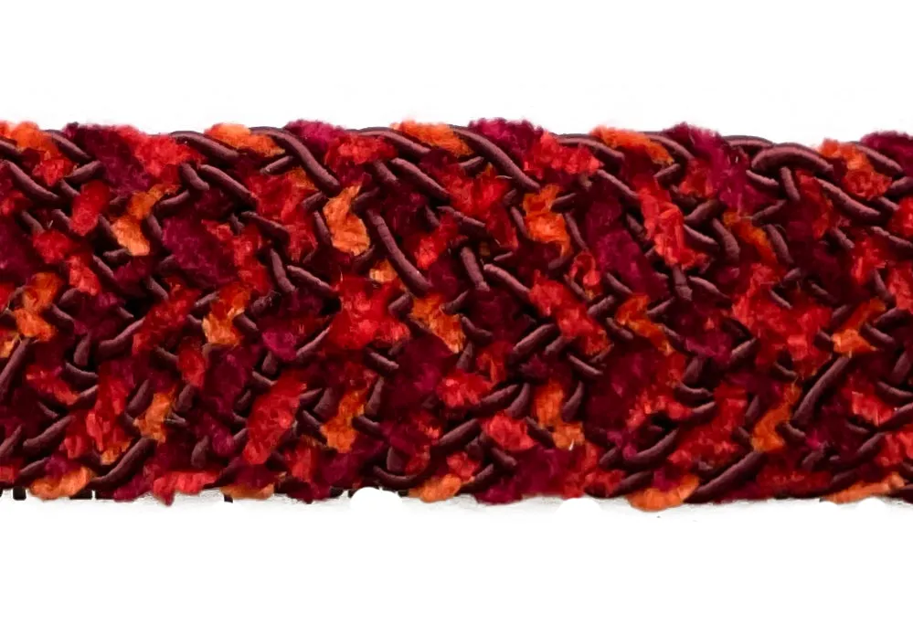 1" Plush Fiery Chenille Braided Trim (Made in USA)