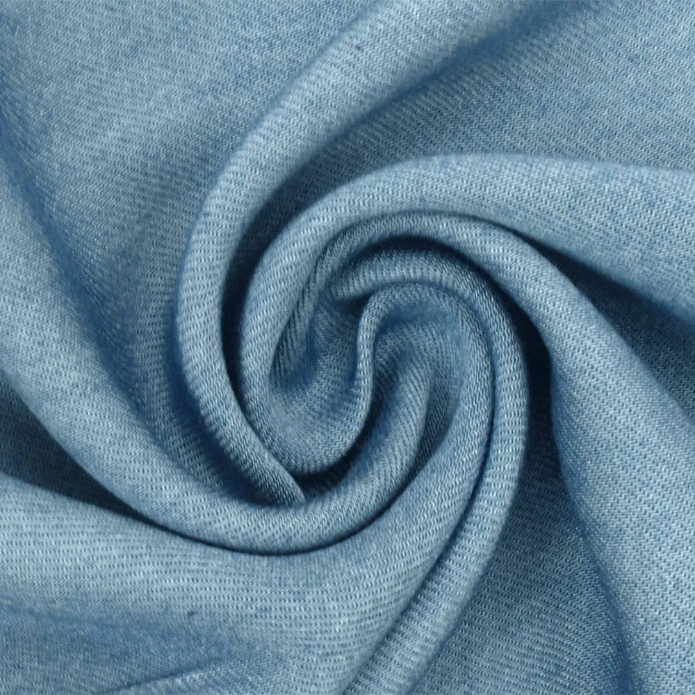 2 1/2 YD PC-Faded Blue Famous Designer Rayon Twill Washed Woven Fabric