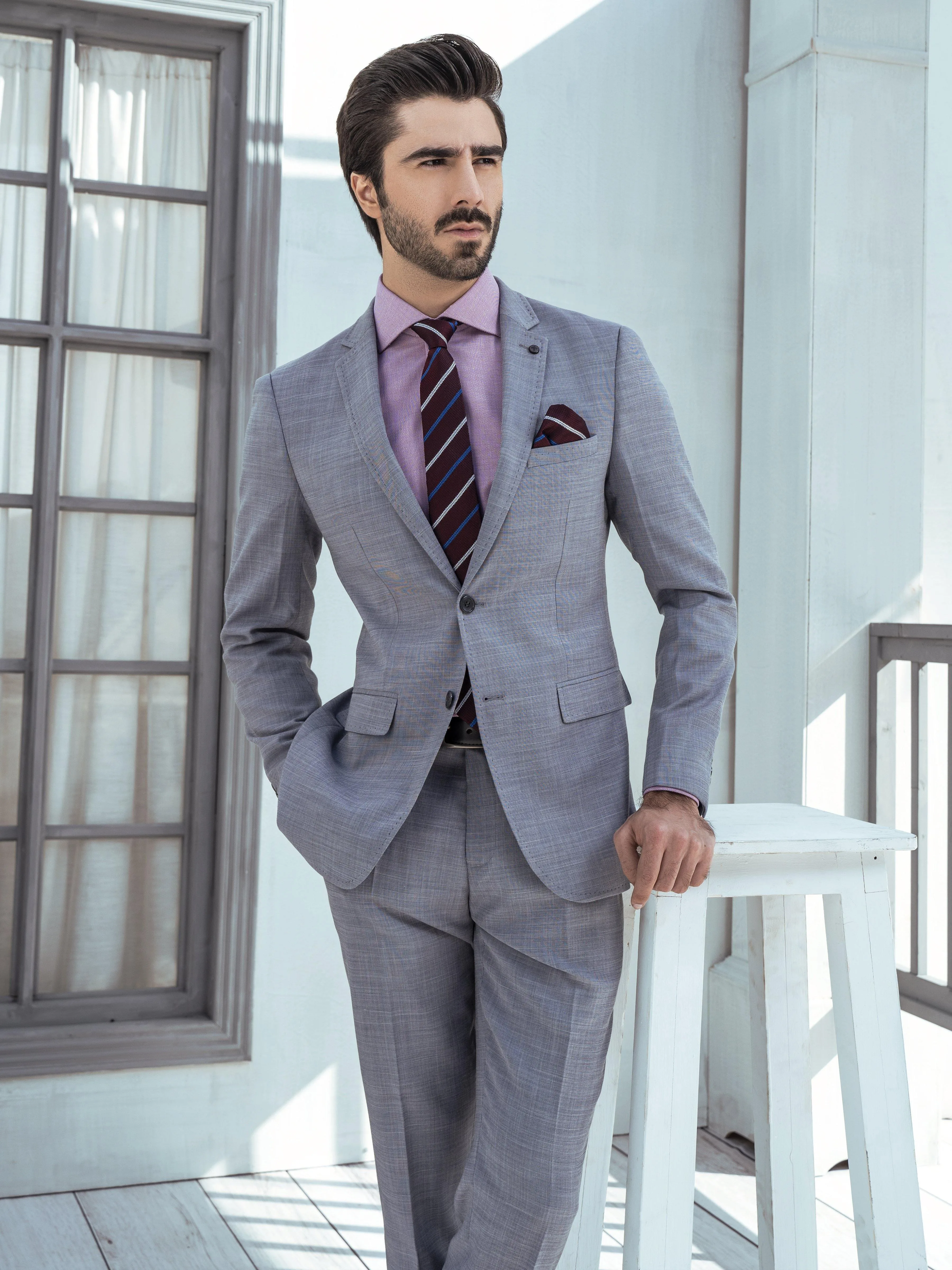 2 PIECE SUIT SLIM FIT LIGHT GREY