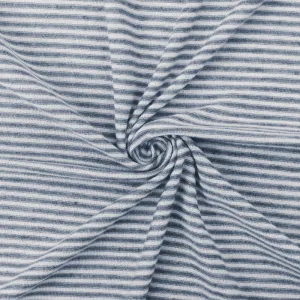 2 YD PC-Blue-White Stripe Stretch Spandex Poly Blend Jersey Knit Fabric