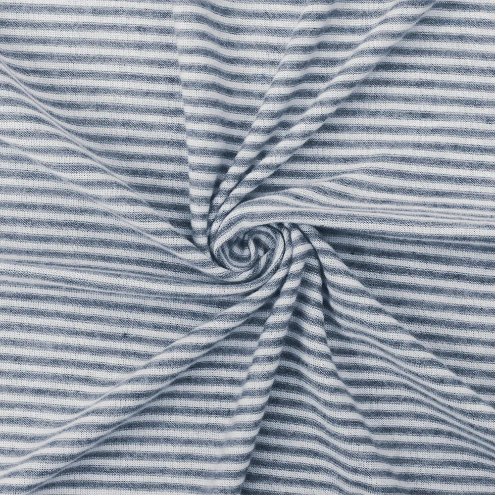 2 YD PC-Blue-White Stripe Stretch Spandex Poly Blend Jersey Knit Fabric