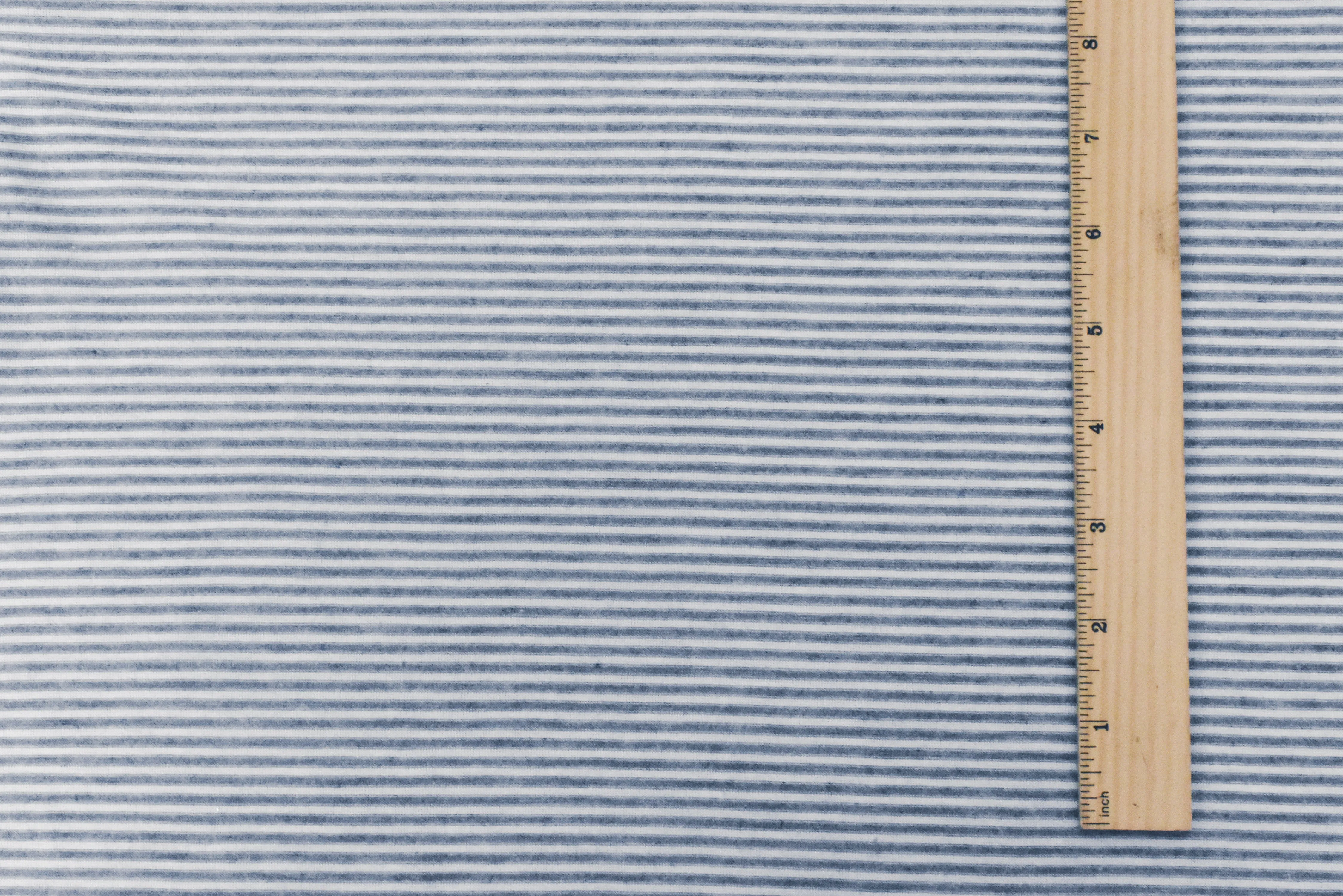 2 YD PC-Blue-White Stripe Stretch Spandex Poly Blend Jersey Knit Fabric