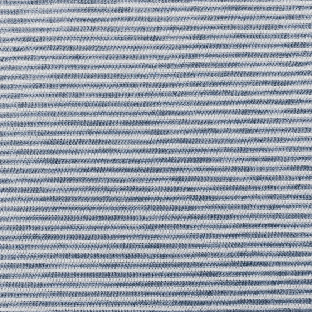 2 YD PC-Blue-White Stripe Stretch Spandex Poly Blend Jersey Knit Fabric