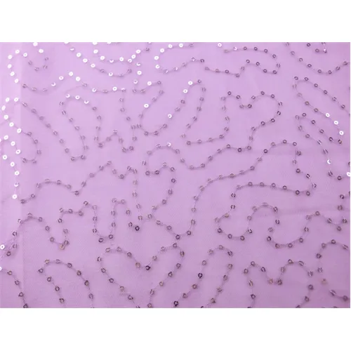 2 YD PC-Purple/Silver Sequin Mesh Fabric