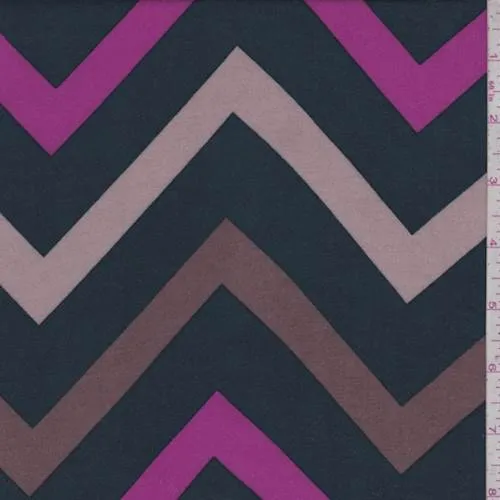 3 1/2 YD PC-Cobalt Multi Chevron Rayon Challis Fabric