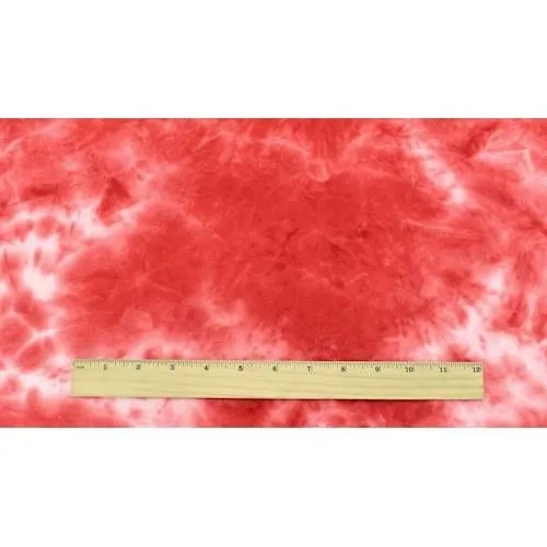 3 1/4 YD PC-Bright Red/White Tie Dye Rayon Jersey Knit Fabric