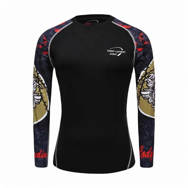 3D Print Muscle Compression Tight Long Sleeve Shirt