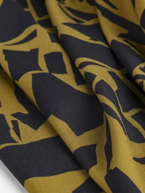 Abstract Geo Viscose Twill - Gold   Black - Swatch