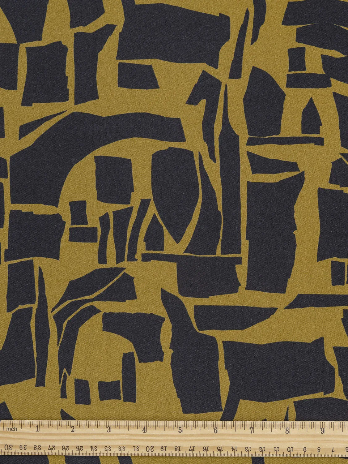 Abstract Geo Viscose Twill - Gold   Black - Swatch