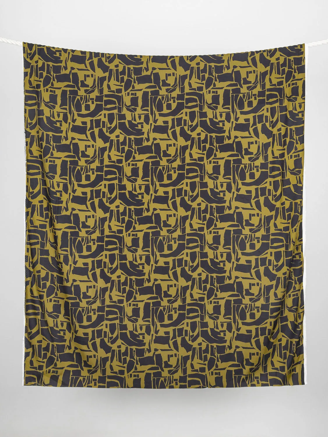 Abstract Geo Viscose Twill - Gold   Black - Swatch