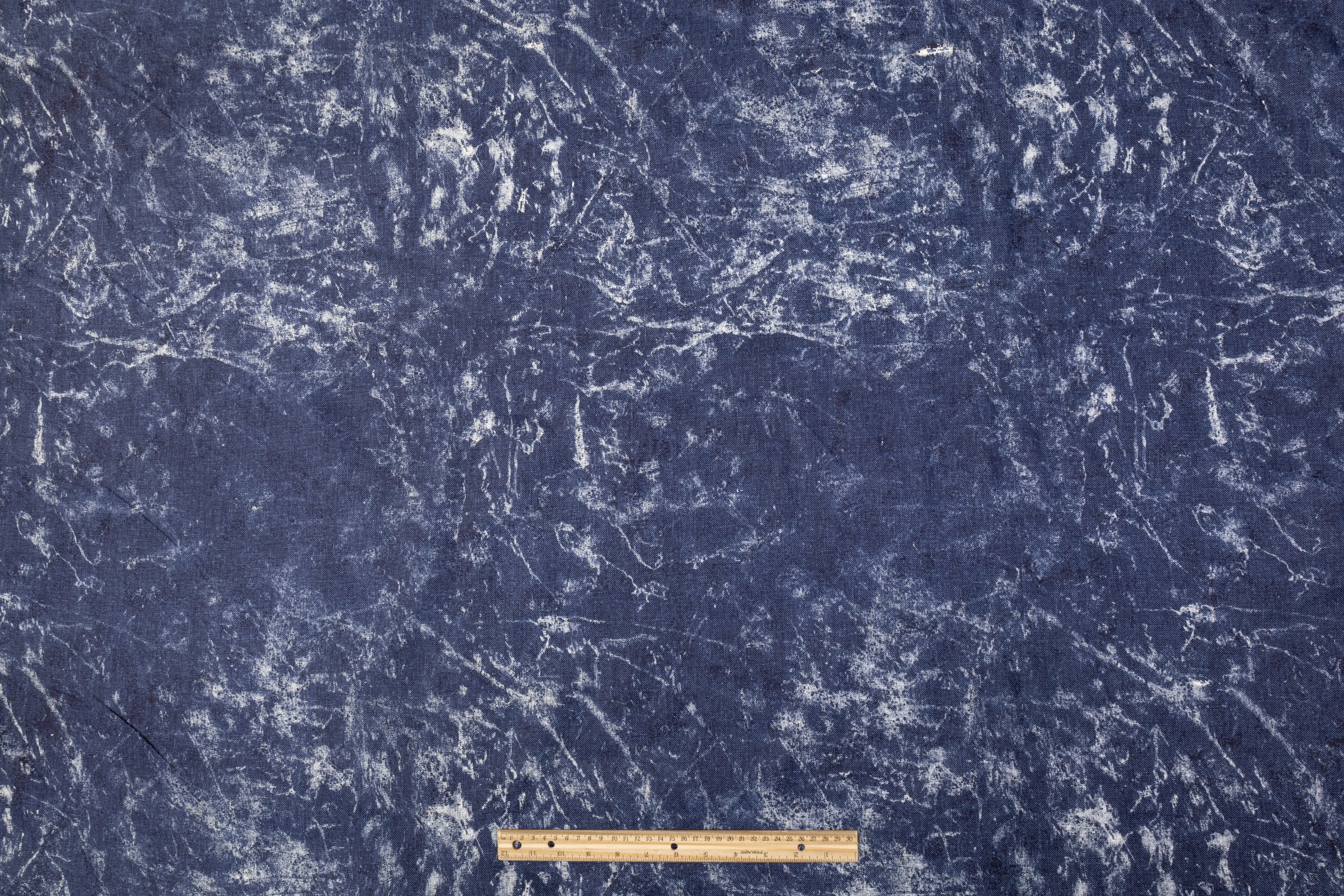 Acid Washed Denim Printed Cotton - Indigo