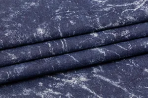 Acid Washed Denim Printed Cotton - Indigo