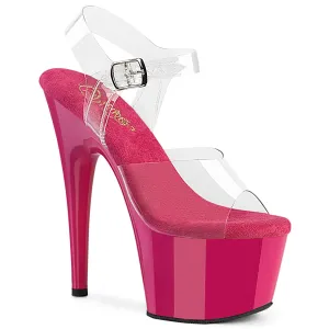 ADORE-708 Hot Pink & Clear Platform Heels