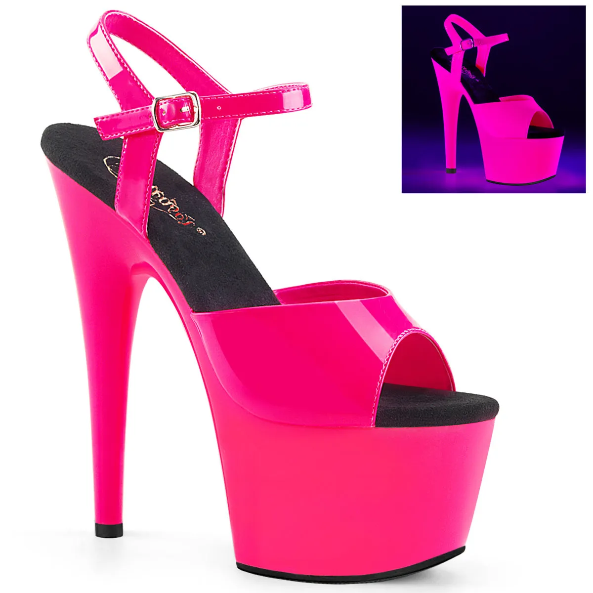 ADORE-709UV Neon Pink Blacklight Reactive Stripper Shoe