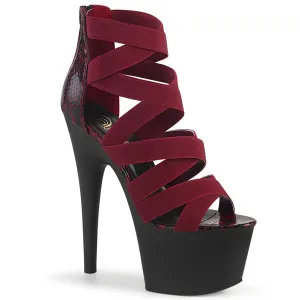 ADORE-748SP Wine Strappy Snake Print Pole Dancing Shoes