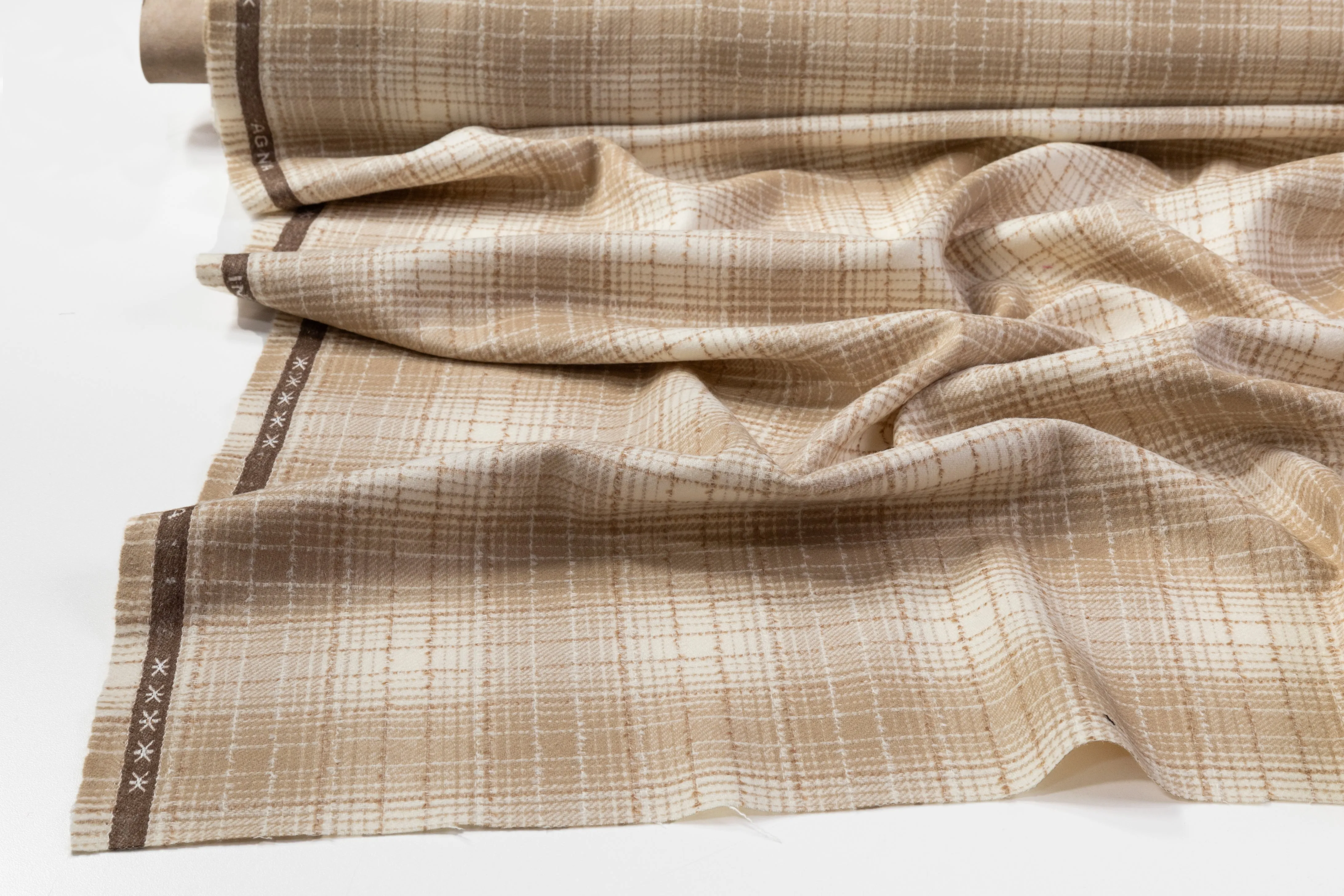 Agnona - Checked Italian Wool Angora Suiting - Beige