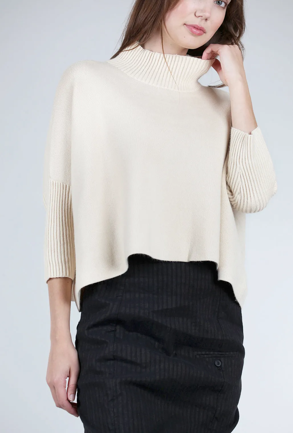 Aja Cropped Sweater, Ecru