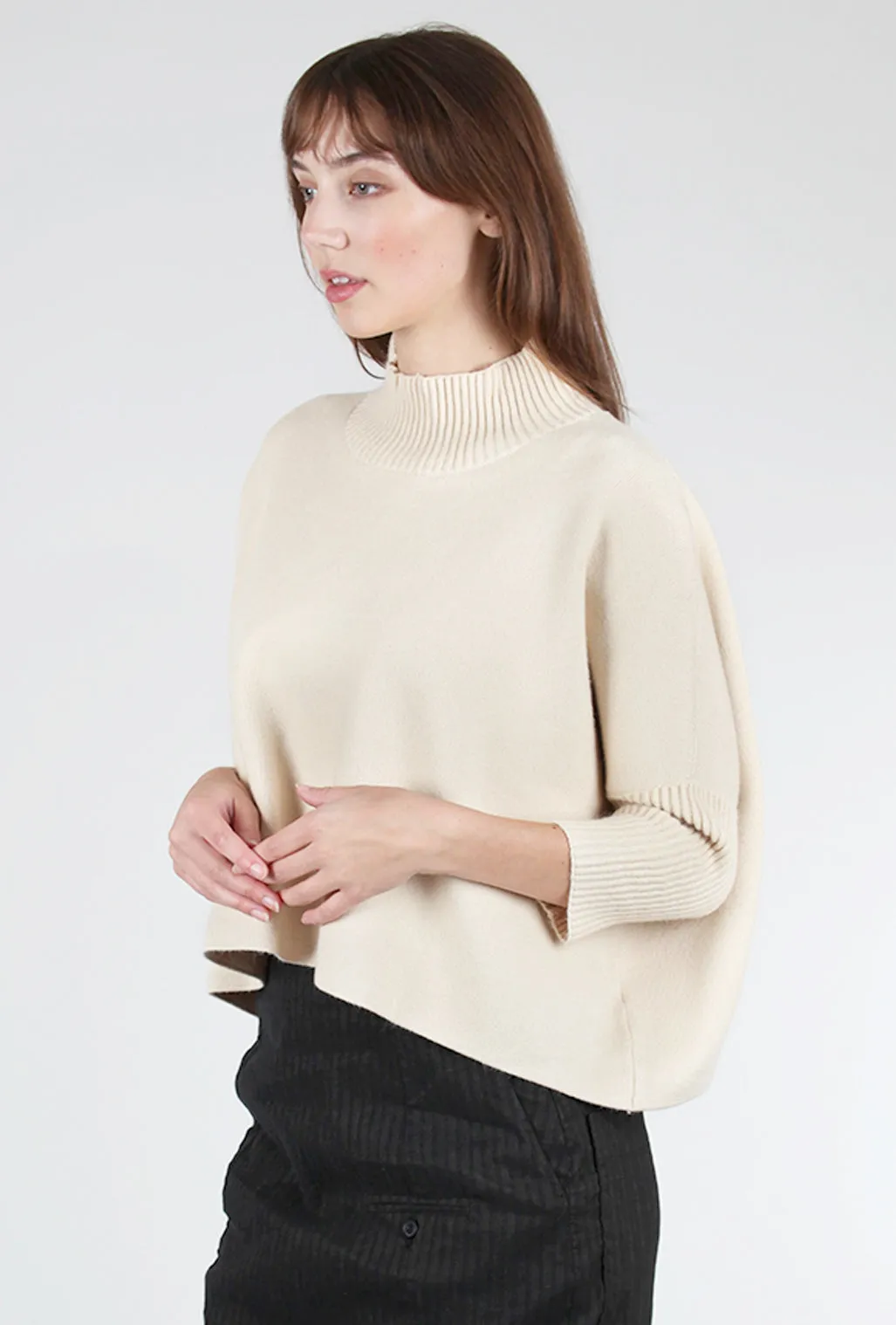 Aja Cropped Sweater, Ecru