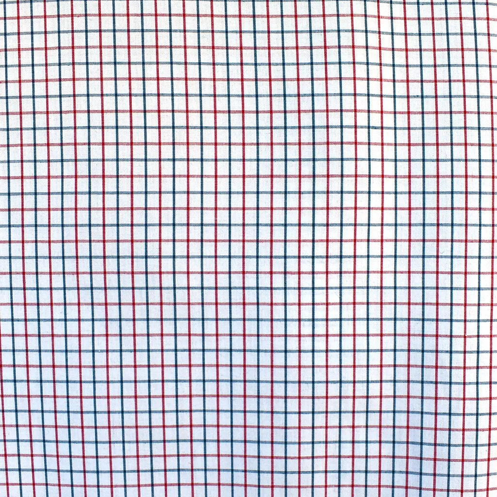 Americana Mini Check Cotton Shirting Red/Navy