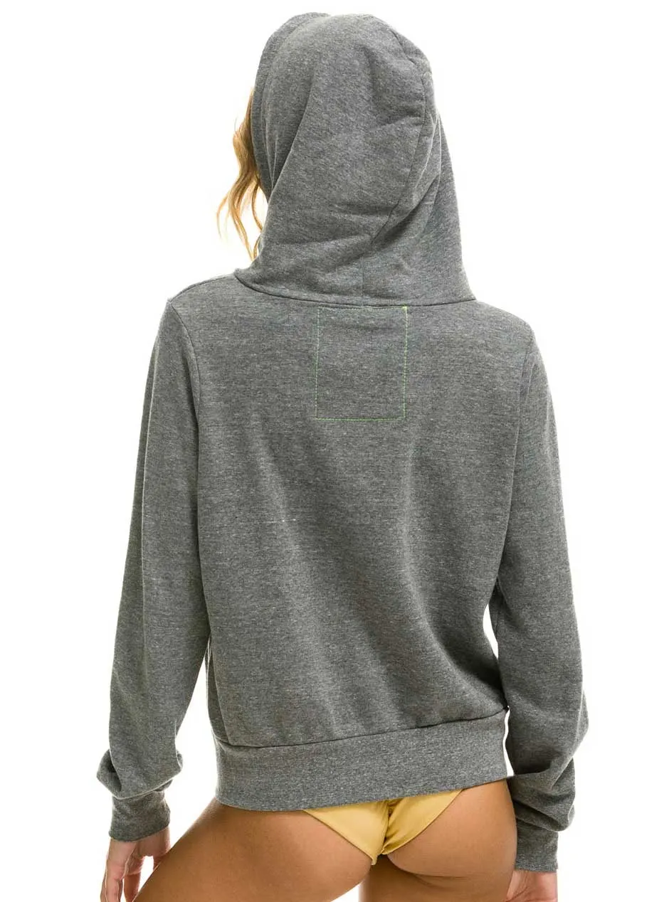 Womens Heather Grey & Blue Aviator Nation 5-Stripe Zip Hoodie - Stylish & Comfortable Zip-Up Sweatshirt