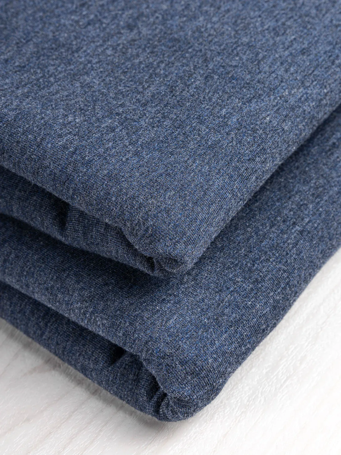 Bamboo Cotton Stretch Fleece - Heather Blue - Swatch