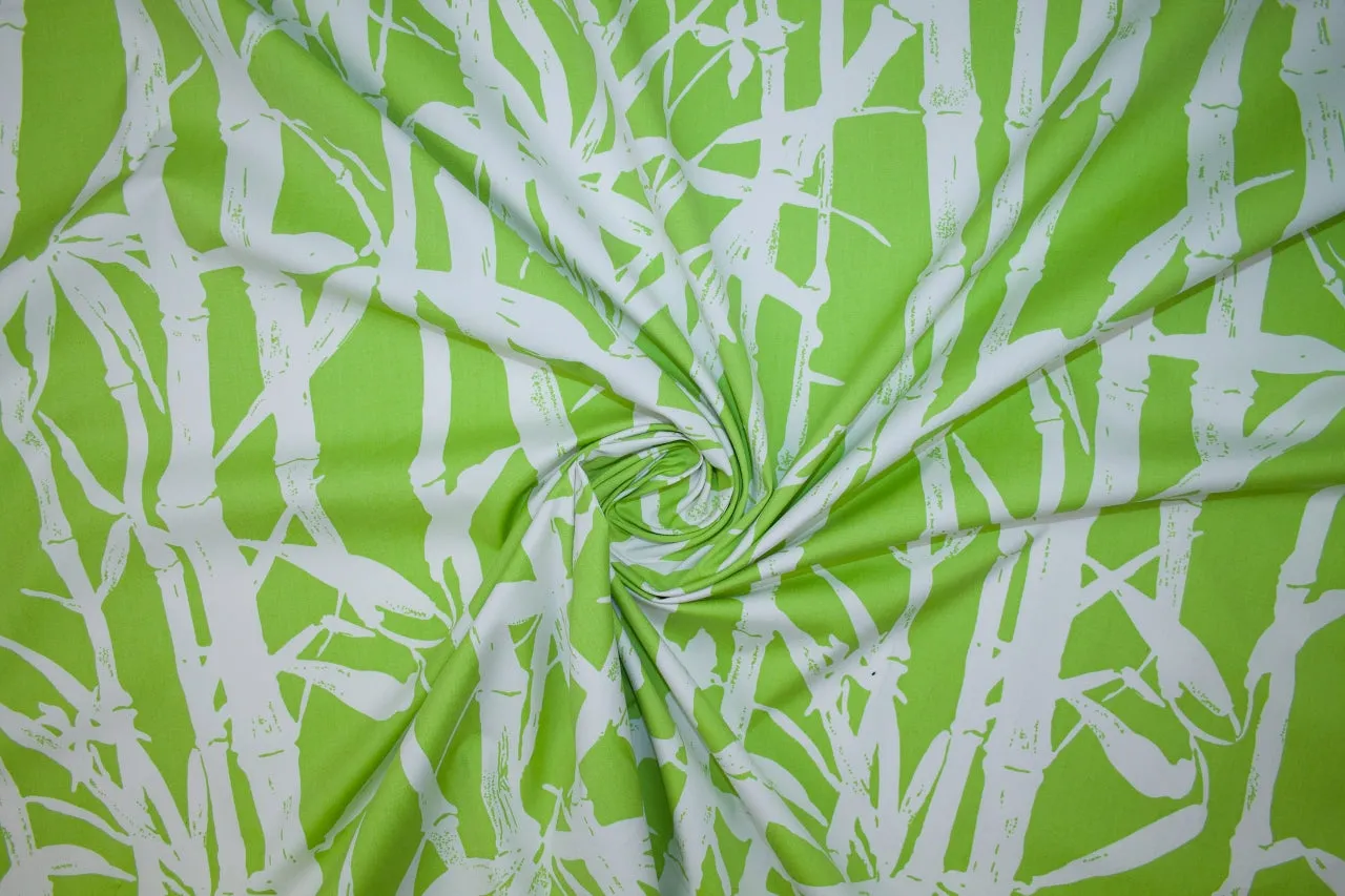 Bamboo Forest Stretch Cotton - Lime/White