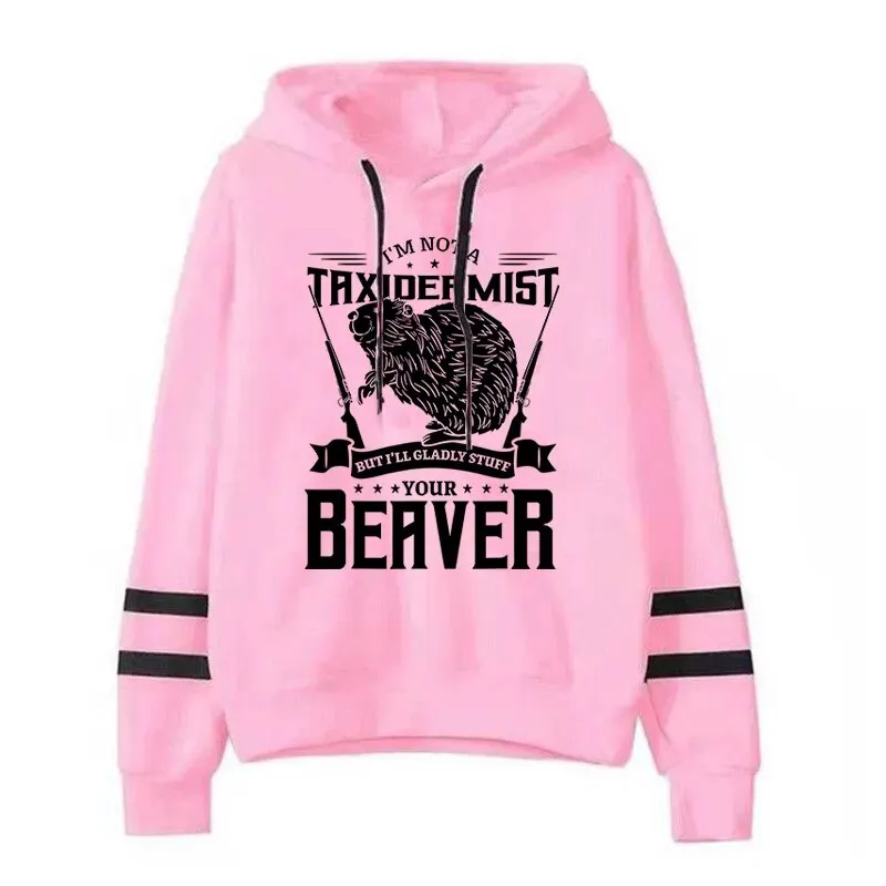 Beaver Hoodies Women Vintage Longsleeve Sweatshirts Female Cartoon Animal Fashion Hoodies Firearms Print Casual Women's Clothing