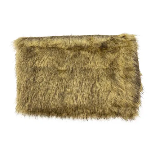 Beige Fox Print Multicolor Faux Fur Shag Fabric