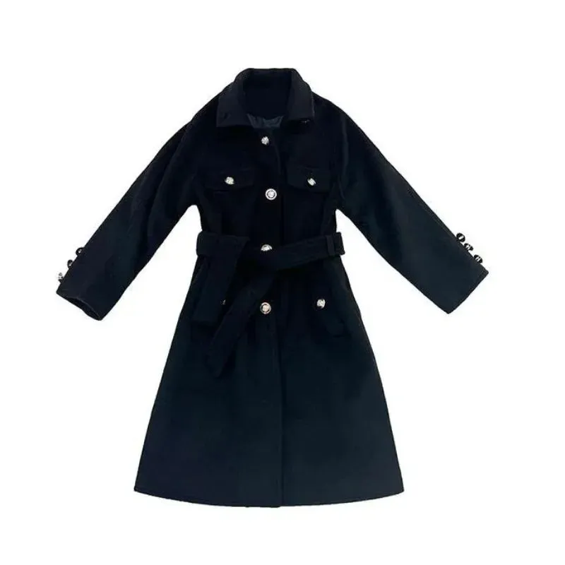 Belted Button Wool Coat