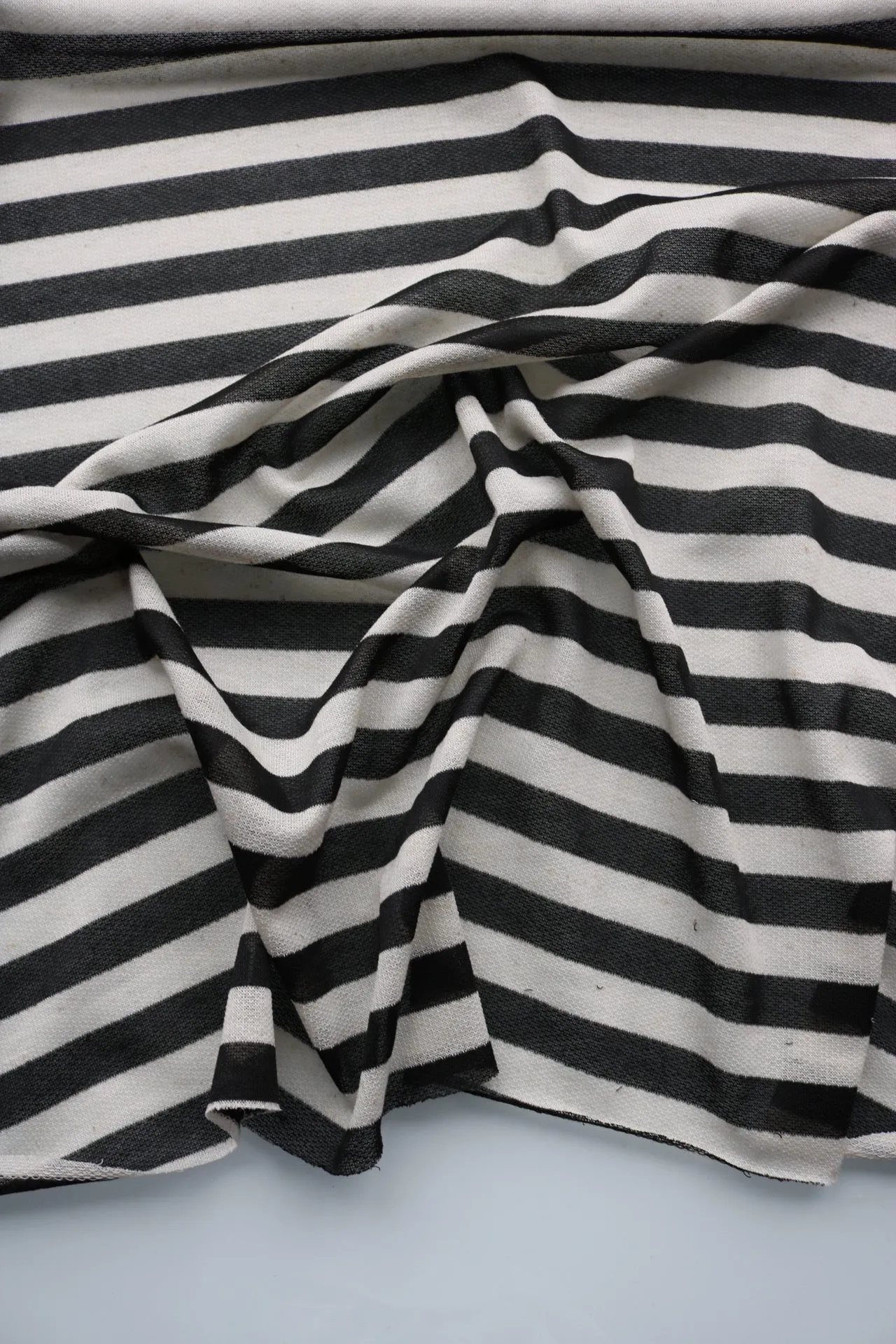 Black & Ivory Stripe Lightweight Baby French Terry