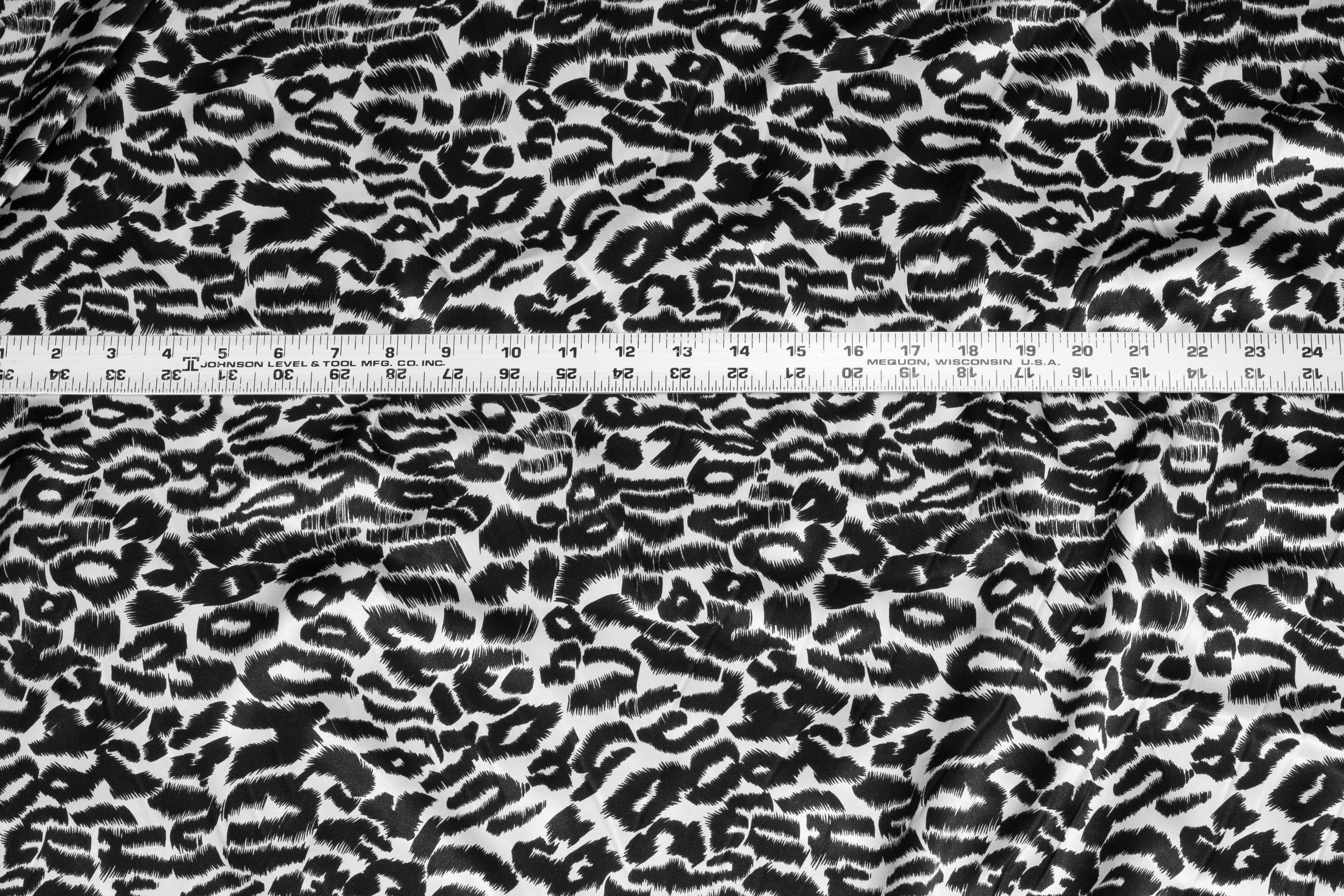 Black and Ivory Leopard Print Silk Charmeuse