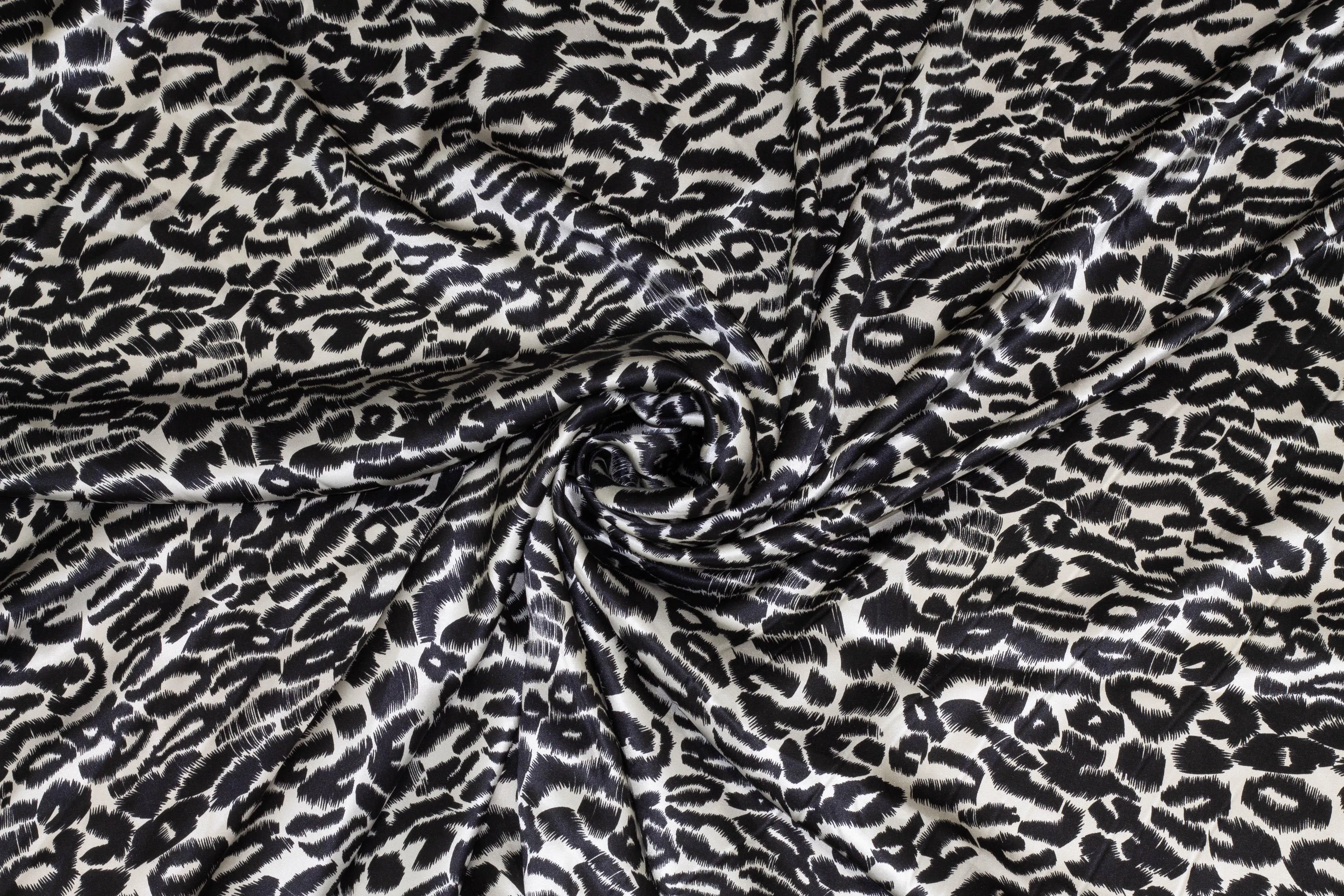 Black and Ivory Leopard Print Silk Charmeuse