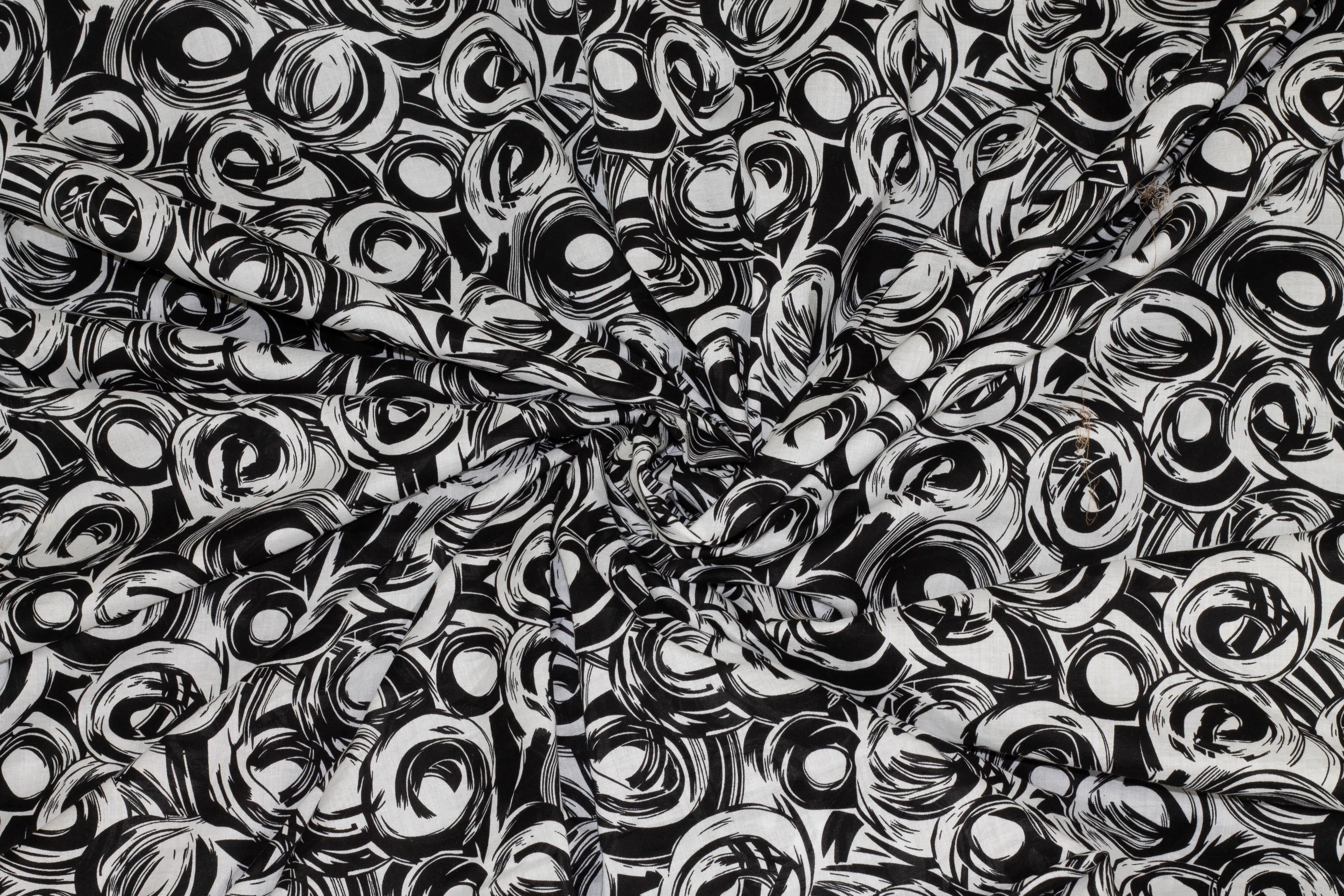 Black and White Abstract Cotton Voile