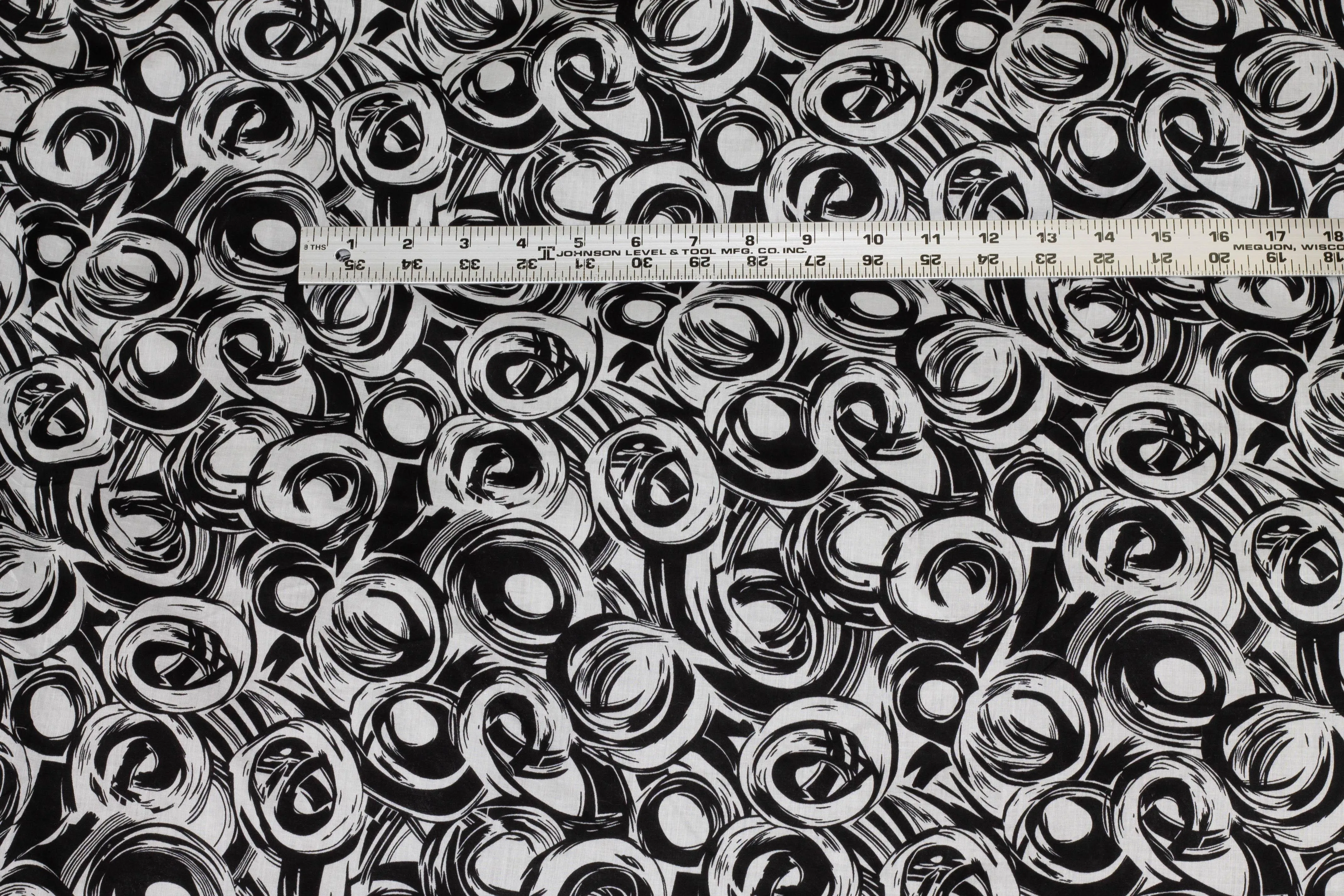 Black and White Abstract Cotton Voile